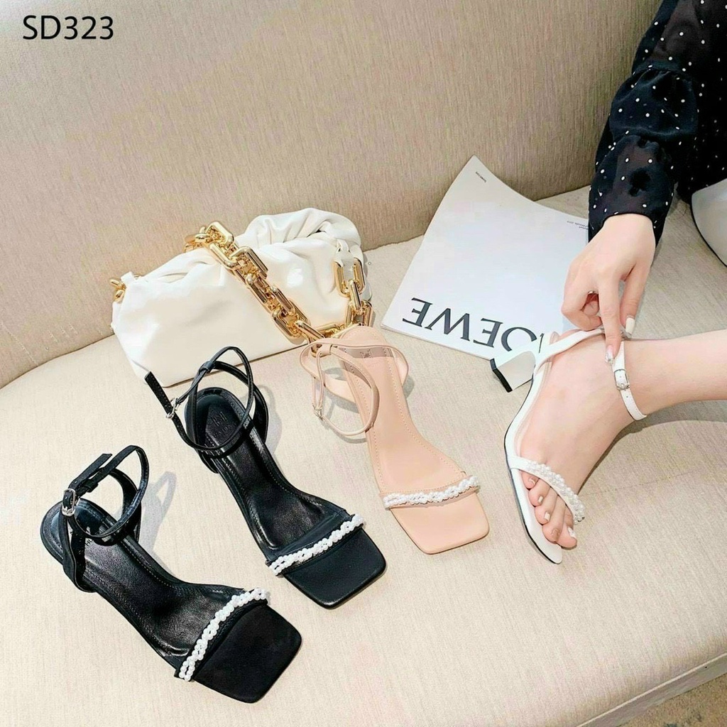 Giày cao gót nữ quai ngọc 5 phân, sandal cao gót quai ngọc hottrend Chị Đẹp Store mã Q163