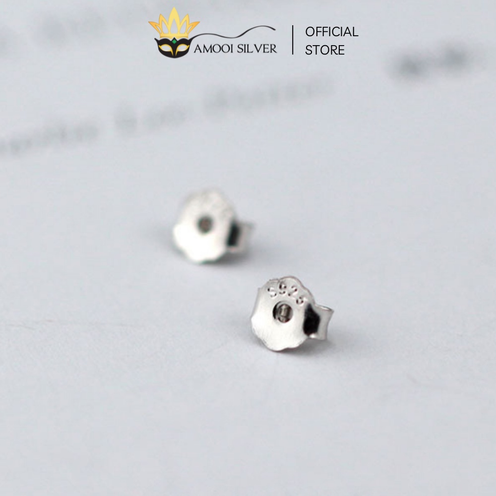Chốt Khuyên Tai Bạc S925 Chui Bông Bạc Trắng - Amooi Silver - AP03