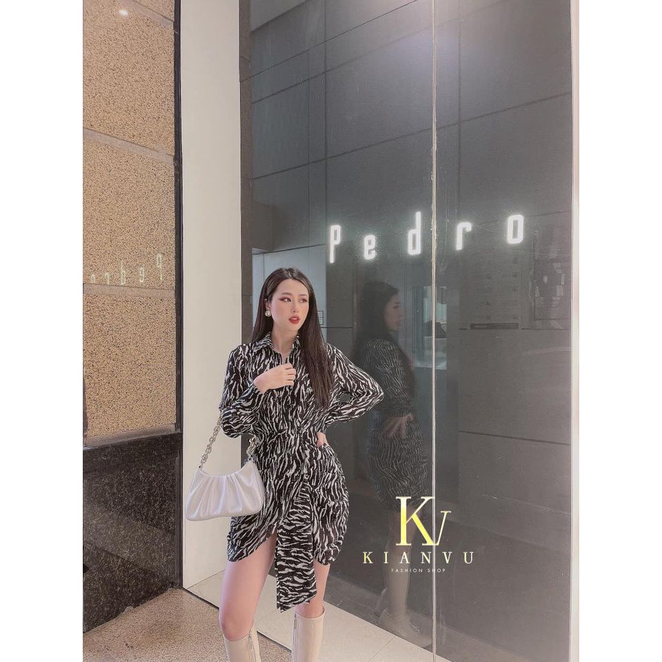 VÁY SƠ MI DÁNG DÀI CHÉO TÀ CÓ NƠ DÀI CHIẾT EO KHOE DÁNG | BigBuy360 - bigbuy360.vn