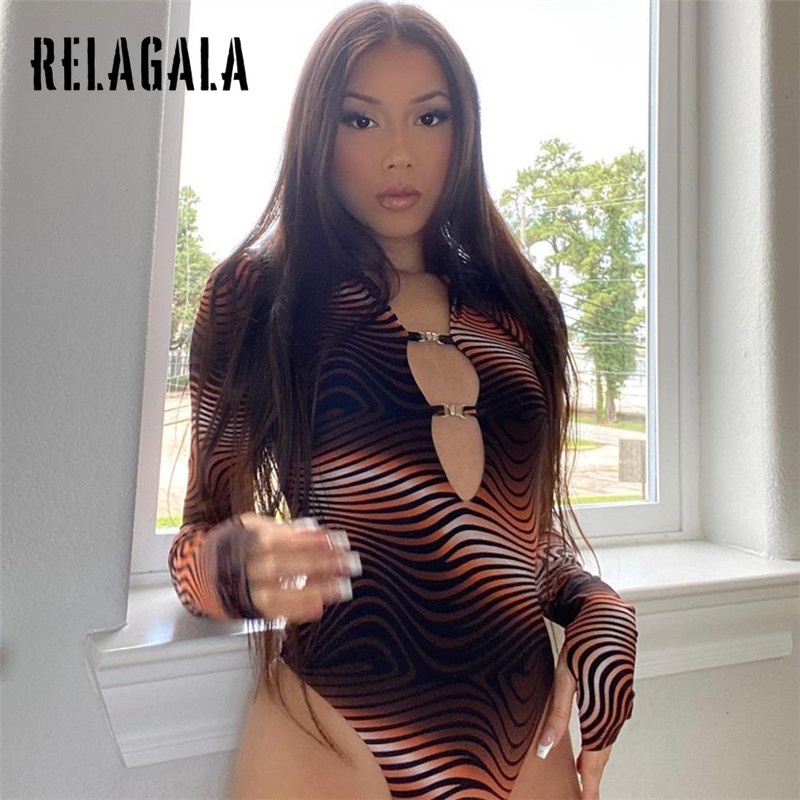 Jumpsuit Tay Dài Cổ Chữ V Kẻ Sọc Thời Trang Quyến Rũ Cho Nữ | BigBuy360 - bigbuy360.vn