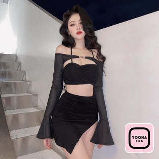 Chân váy nhún xẻ tà sexy 1412 chất vải co giãn mềm mịn tôn dáng