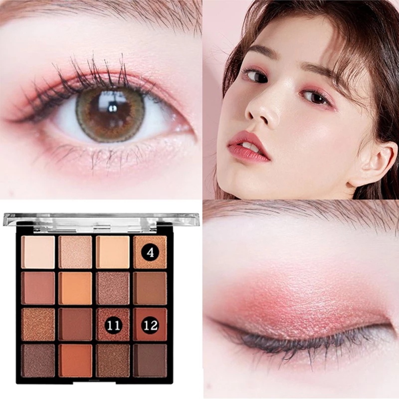 Bảng Phấn Mắt 16 Màu Sắc Hiệu Ứng Lì/ Ánh Nhũ Chống Nước Lâu Phai