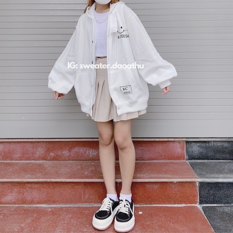 Áo khoác nỉ hoodie cài khuy A GOOD DAY form rộng, vải dày dặn | BigBuy360 - bigbuy360.vn