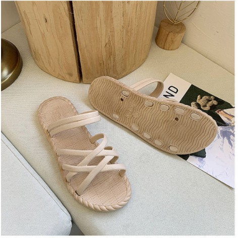 Dép Lê, Dép Đi Biển Dây Trơn Đan Chéo Nhau Xinh Xắn Cho Các Nàng