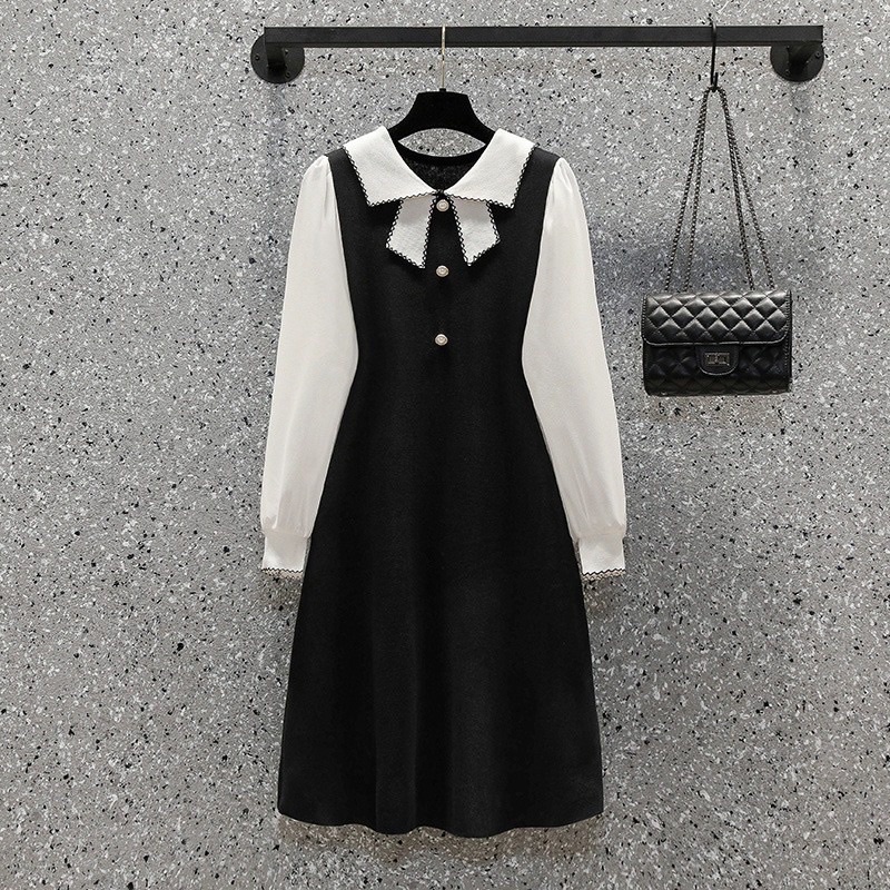 🌸Hàng oder 🌸 Váy đầm bigsize váy len dệt kim tay voan cổ nơ đính cúc Ngọc nữ tính dịu dàng🌸Hàng quảng châu | BigBuy360 - bigbuy360.vn