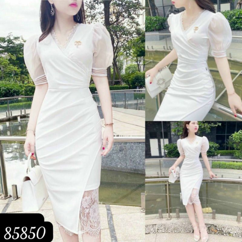 Đầm đen 😘 FREESHIP 😘 đầm dự tiệc kèm hình thật ôm body cổ tim phối ren phòng cách tiểu thư - 75858 | BigBuy360 - bigbuy360.vn