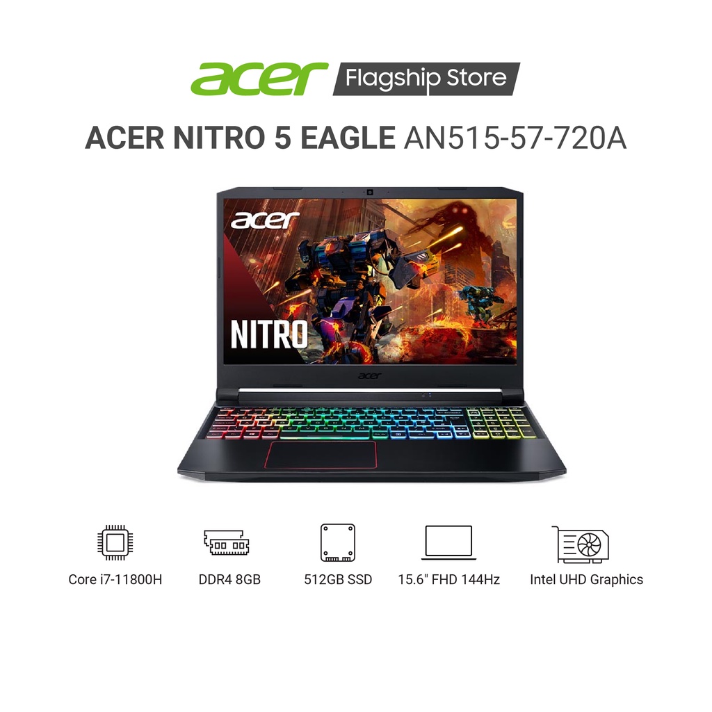 Laptop Acer Nitro 5 Eagle AN515-57-720A i7-11800H| 8GB| 512GB| RTX3050Ti 4GB| 15.6