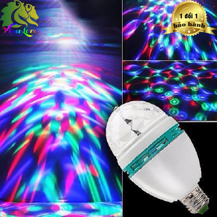 Đèn Led Cầu Xoay 7 Màu soay cắm vào chui đèn