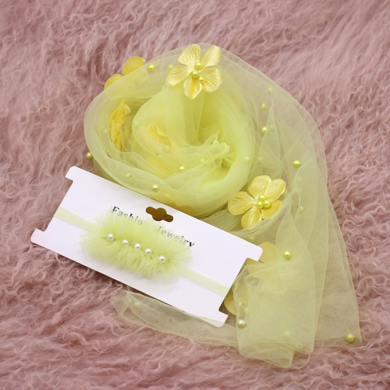 Set 2 Khăn Quấn Bé Sơ Sinh Kèm Băng Đô Xinh Xắn