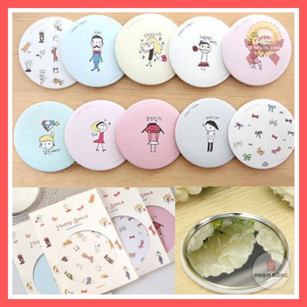 Gương trang điểm bỏ túi , gương tròn hàn quốc mini tiện lợi