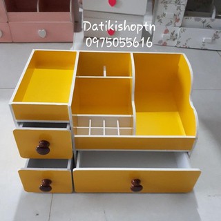 Kệ mỹ phẩm max 35cm vàng núm gỗ đậm