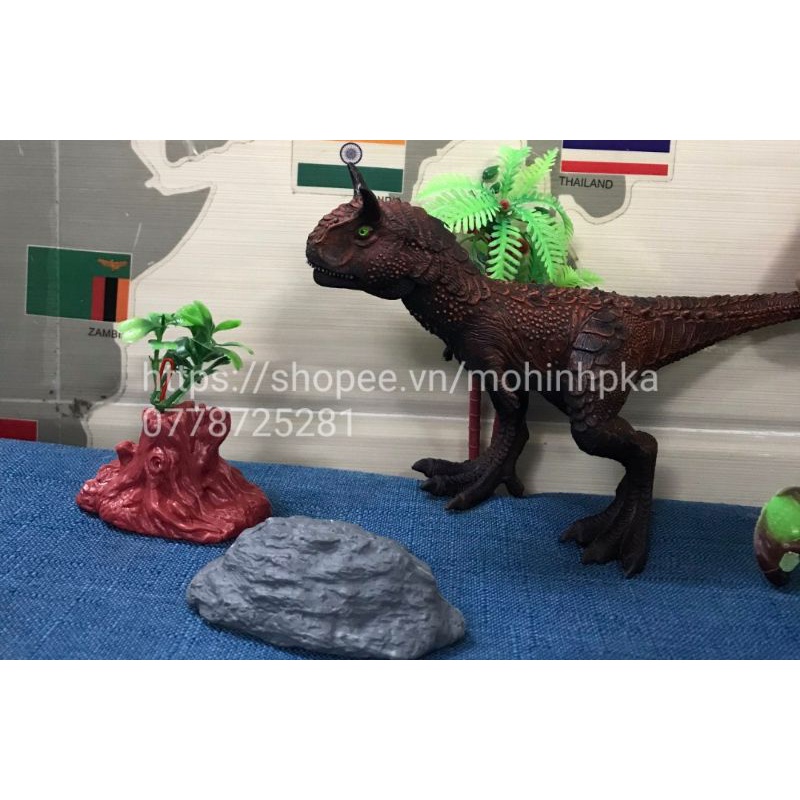 Đồ chơi set mô hình khủng long gập được hàm allosaurus, carnotaurus, dilophosaurus, kentrosaurus kèm phụ kiện, nhựa đặc