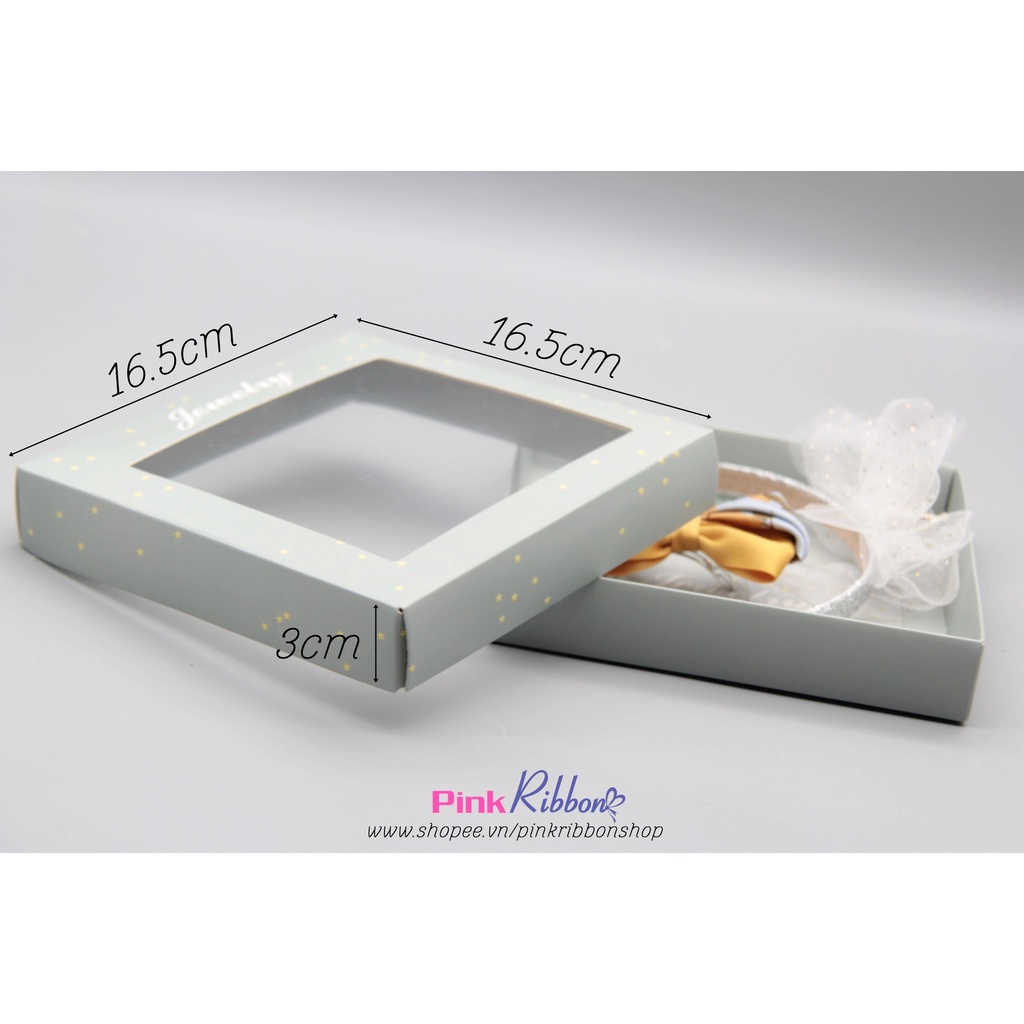 Hộp đựng set bờm/set kẹp màu ghi 2 cỡ