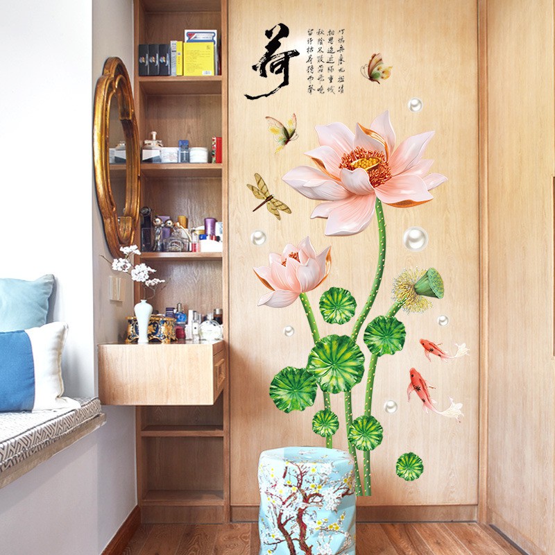decal dán tường hoa sen