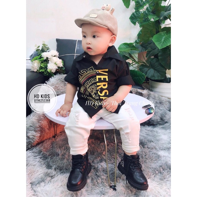 SET BỘ SƠ MI VERSACE QUẦN BÒ BÉ TRAI CỰC CHẤT, BỘ QUẦN ÁO SƠ MI BÒ BÉ TRAI