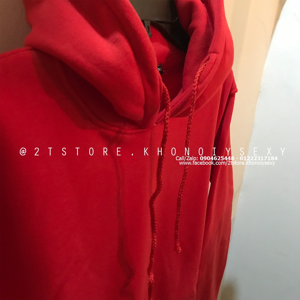 Áo hoodie unisex 2T Store H09 màu đỏ tươi - Áo khoác nỉ chui đầu nón 2 lớp dày dặn chất lượng đẹp | BigBuy360 - bigbuy360.vn