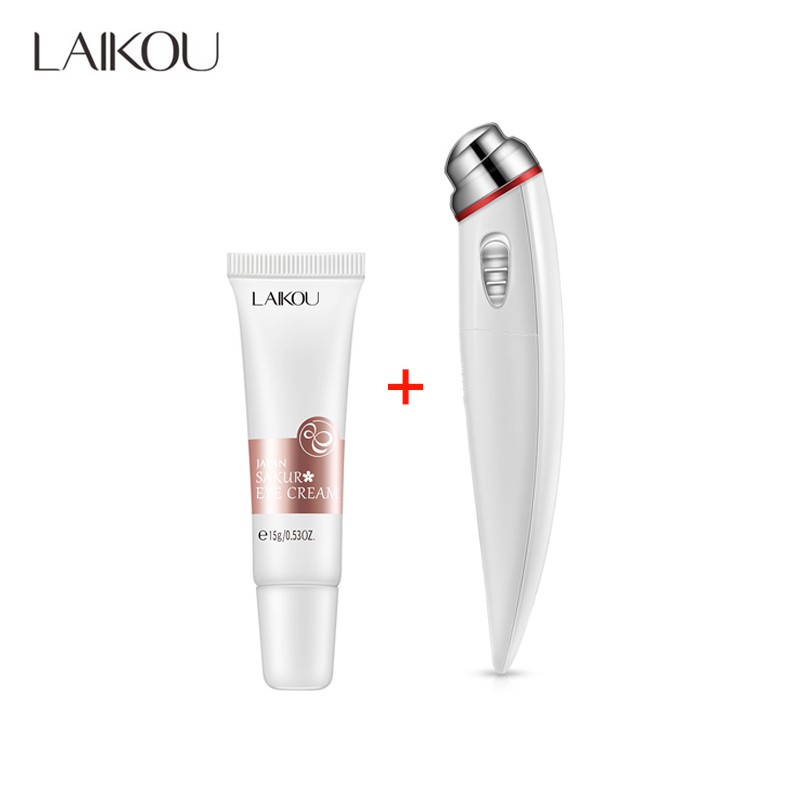 Set 2 kem dưỡng mắt + máy massage Laikou chiết xuất hoa anh đào chống lão hóa/quầng thâm/làm săn chắc da hiệu quả