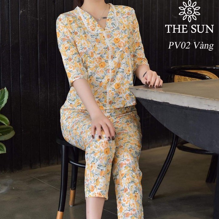 [FreeShip – Sale khô máu] Bộ Đồ Mặc Nhà Nữ Siêu Sang - Mã PV02 Chất Lụa Giấy Mát Mịn Thấm Hút Mồ Hôi 2 Màu Vàng Và Hồng | BigBuy360 - bigbuy360.vn