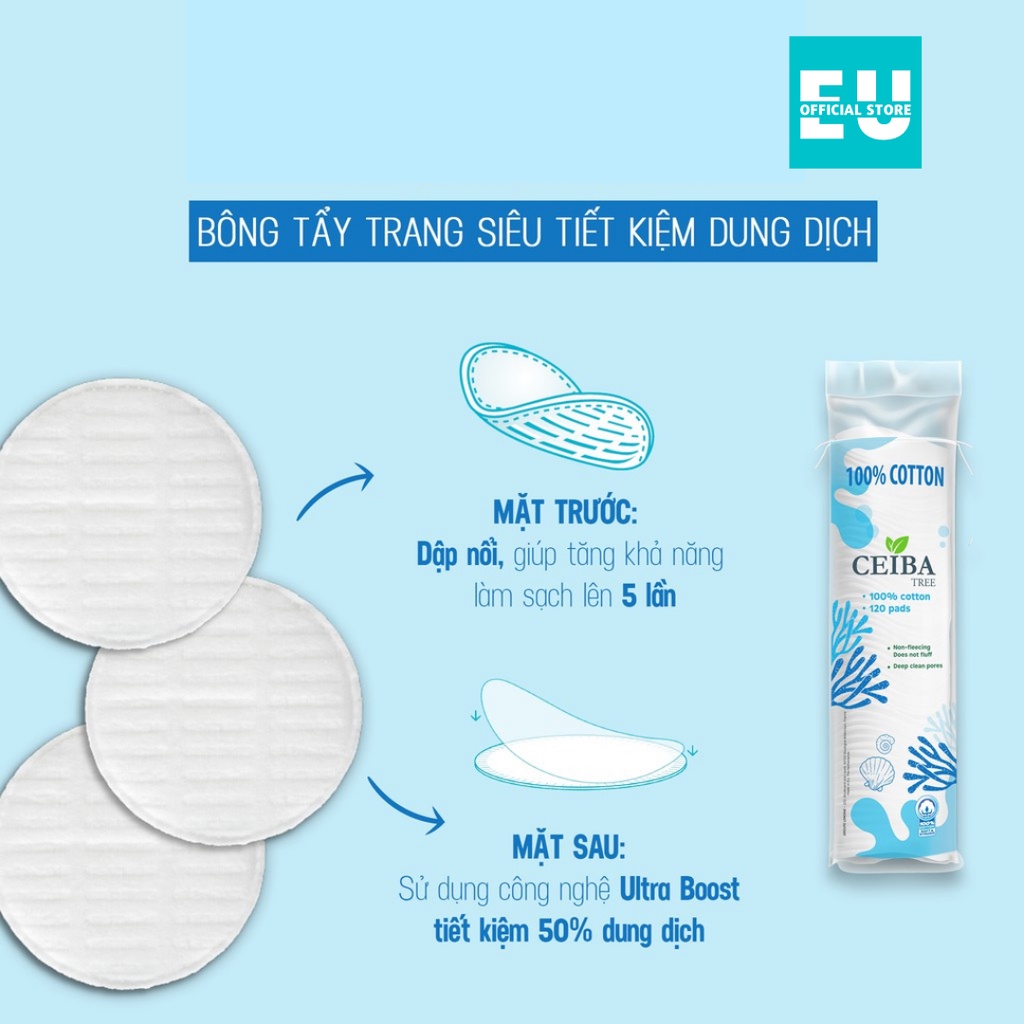 Bông Tẩy Trang Ceiba 100% Chất Liệu Cotton