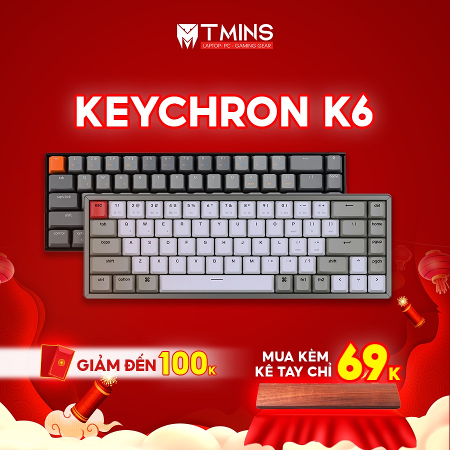 [Mã ELHAMS5 giảm 6% đơn 300K] Bàn phím cơ Keychron K6 (Hàng chính hãng) - Bảo hành 12 tháng