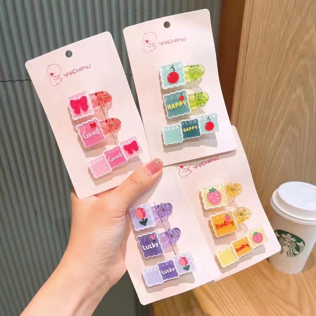 Kẹp Tóc Họa Tiết Hoạt Hình Graffiti/Trái Cây/Hoa/Trái Cây Phong Cách Hàn Quốc 2022 Dành Cho Nữ