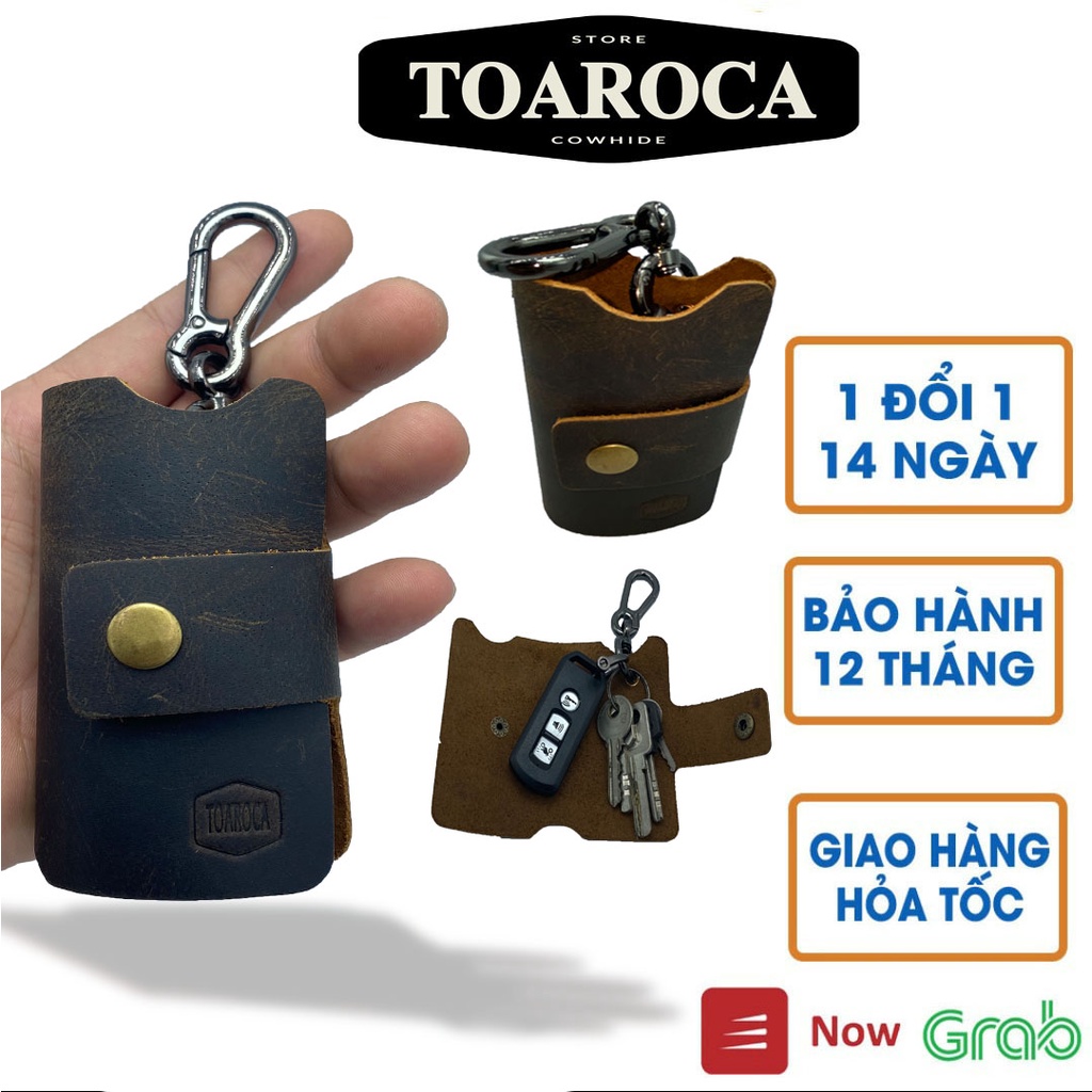 Bao da chìa khóa smartkey bằng da bò nguyên miếng chống trầy,rơi,vỡ Toaroca bảo hành1 năm