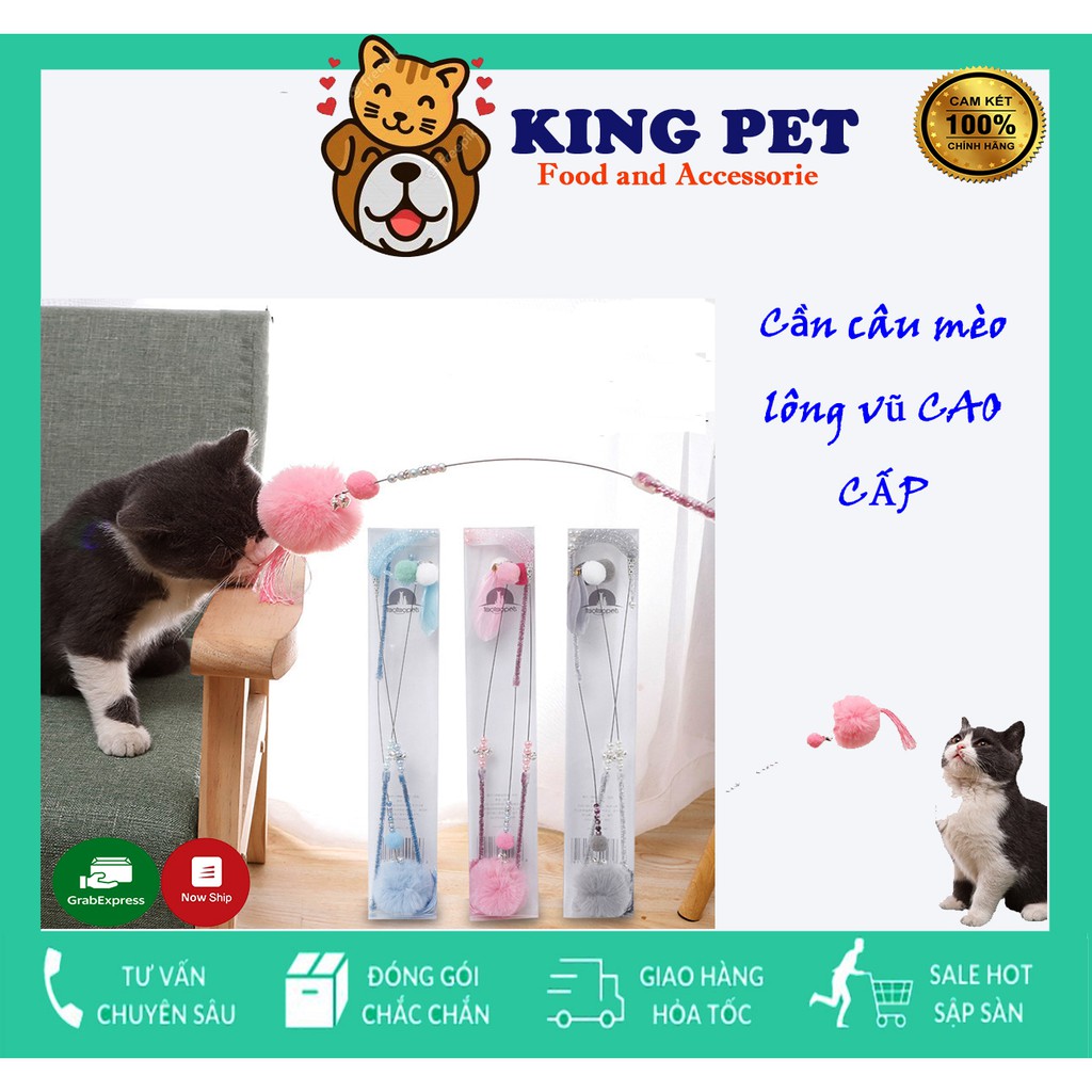 Cần câu mèo có lông vũ cao cấp - set 3 chiếc