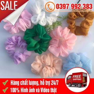 Dây cột tóc scrunchies vải voan kính thời trang hàn quốc - dây buộc tóc vải trơn cho nữ