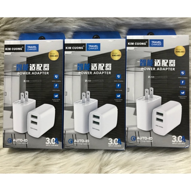 Cóc Sạc IPhone/ Ipad/ Samsung/ TAB ( 2 Cổng USB SẠC NHANH )