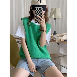Áo gile len vặn thừng dáng ngắn, cổ chữ U to  - shopbelinh