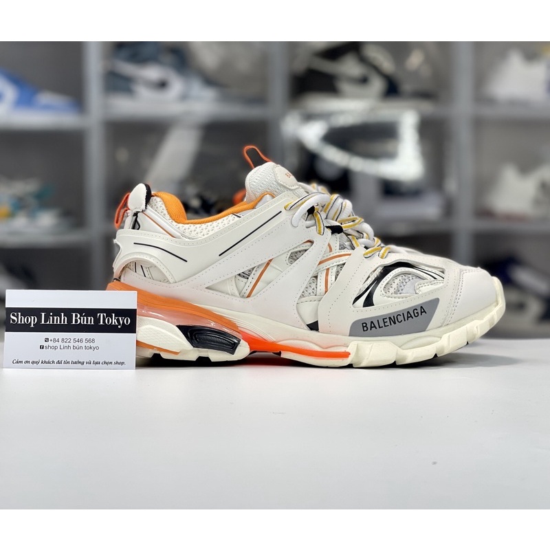 Giày Sneaker 🔥 Track 3 cam trắng kèm phụ kiện