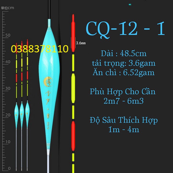 Phao Câu Đài Mã CQ-12 Săn Hàng Tăm Phao Siêu Dài Chống Mỏi Mắt