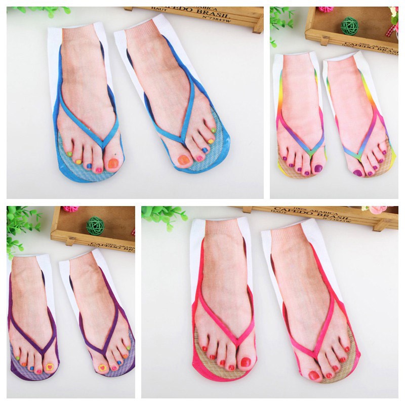 AOFEIQIKE 1 Đôi Tất Chân In Hình 3D Cá Tính Cho Nam Nữ