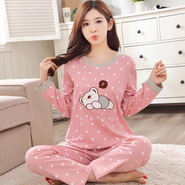 Bộ ngủ cotton dài tay