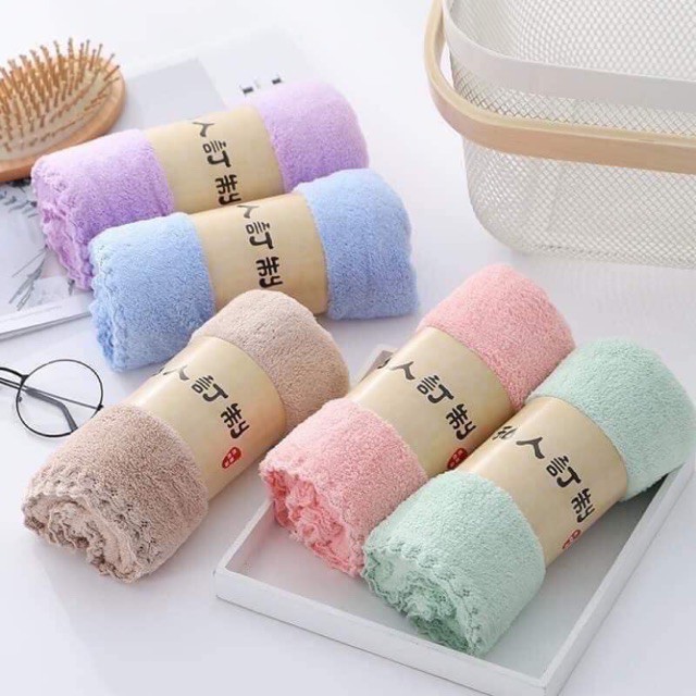 Khăn Mặt Hàn Quốc Siêu Mềm Mại Siêu Thấm Hút 50x30cm- Khăn Mặt Lông Cừu cotton