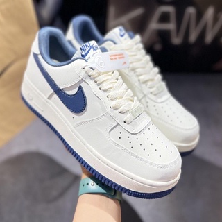 Giày Thể Thao Nam Nữ, Giày AF1 trắng sữa viền xanh navy Air Force 1 Hàng Đẹp Full Box Bill hót nhất 2022