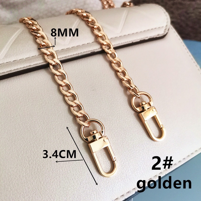 Dây Xích Bằng Kim Loại Màu Vàng Bạc Đen 8MM Đeo Túi Xách Thời Trang Chống Mòn