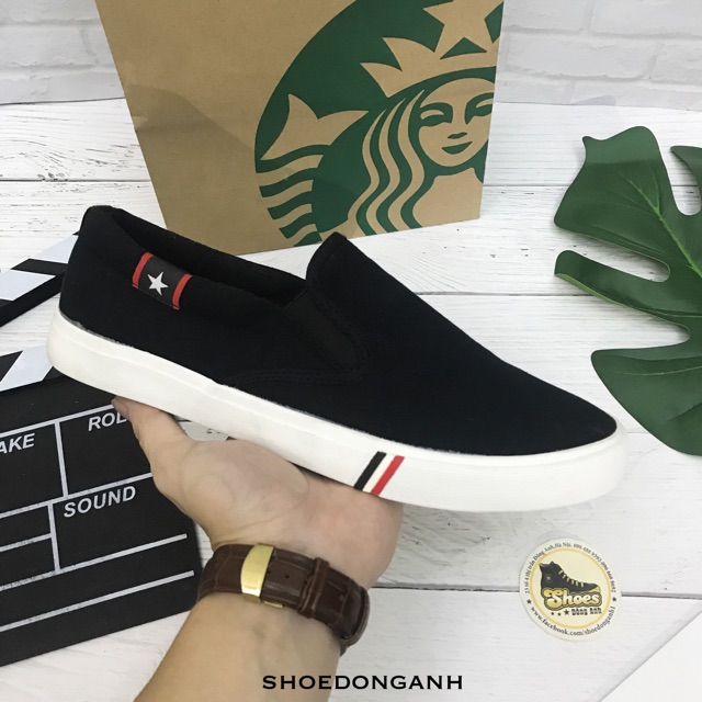 Giày lười nam giày vải nam slipon màu đen | BigBuy360 - bigbuy360.vn