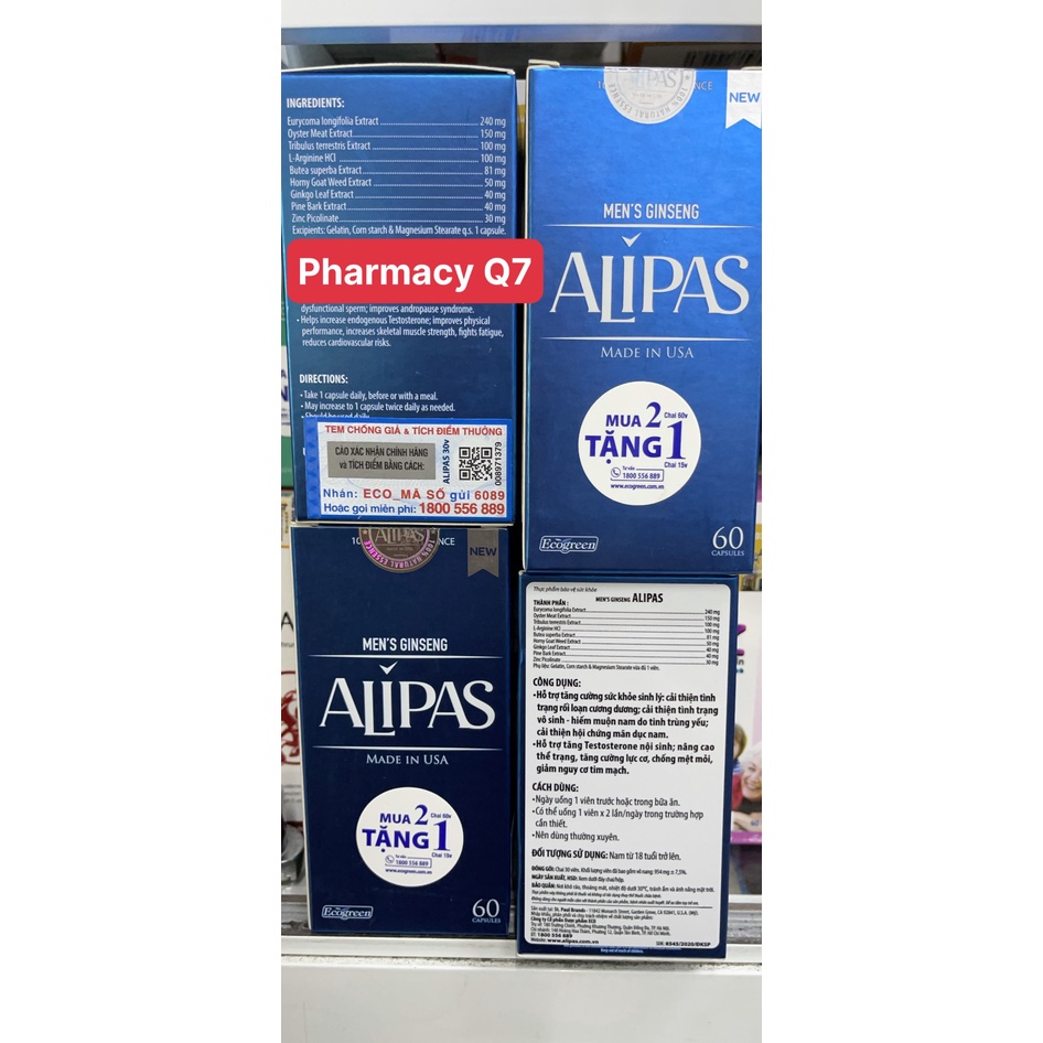 Hỏa Tốc Chính Hãng Mỹ ALIPAS Hộp Lớn 60v ALIPAS / PHARMACY Q7 / Check Tem / Tích điểm 2 tặng 1 theo chương trình Công ty