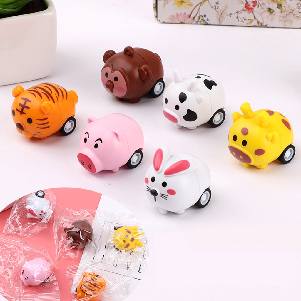 Set 6 Mô Hình Xe Hơi Hoạt Hình Mini Nhiều Màu Sắc Cho Bé