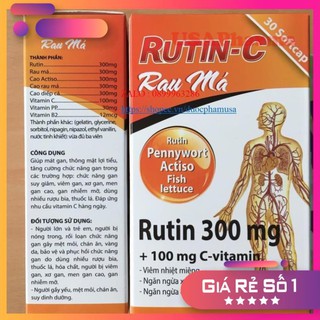 Rutin C Rau Má - Giảm táo bón, giảm triệu chứng bệnh trĩ - Hộp 30 viên