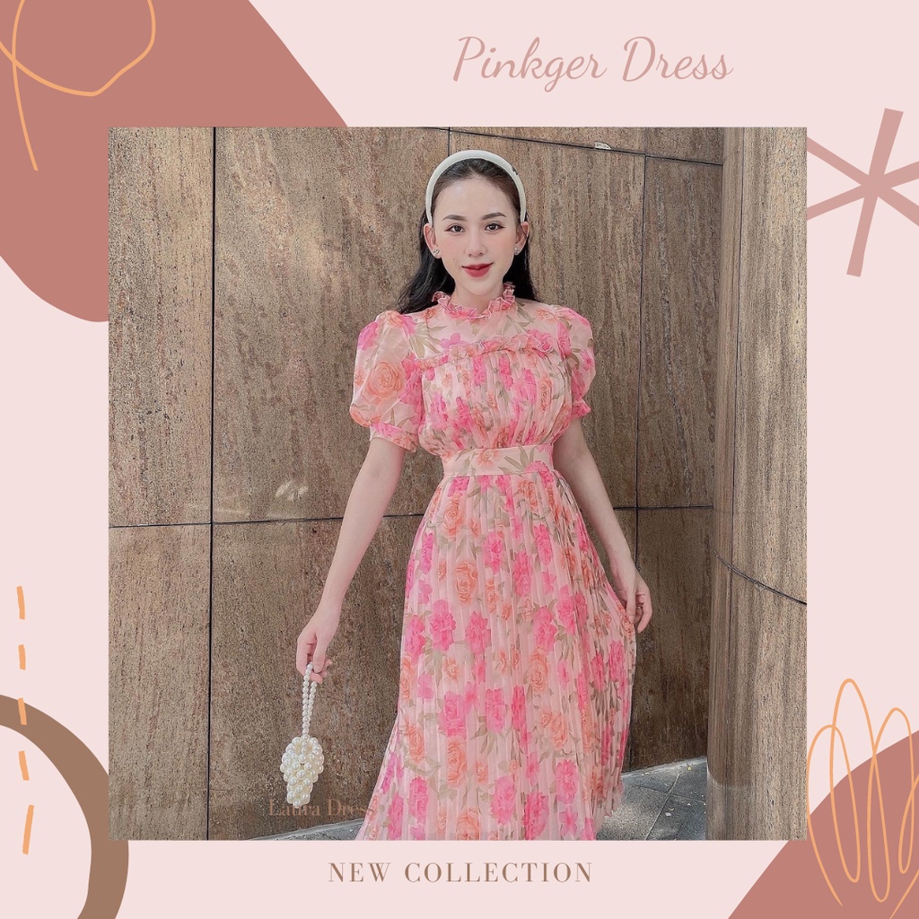 ROSE PINKGER -  VÁY HOA XẾP LI SIZE S/M - PINKGER CLOTHING