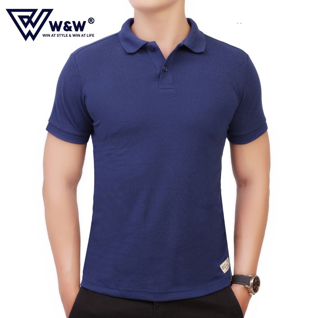 Áo Thun Polo Nam W&W Dáng Slim Fit- Cổ Áo Không Chân Ngắn Tay Màu Trơn Chất Liệu Thoáng Mát, Thấm Hút Tốt POLO10