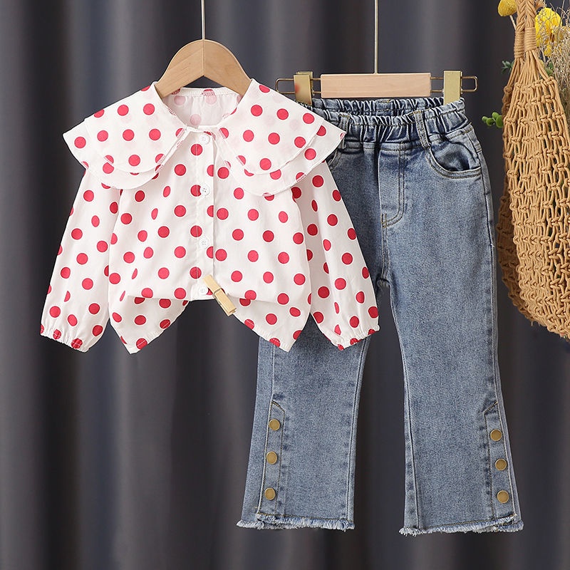 Set Áo Thun Dài Tay Cổ Tròn + Quần Short Denim Thời Trang Nữ