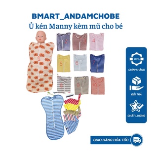 Set ủ kén nhộng chũn khóa kéo Manny kèm mũ cho bé sơ sinh