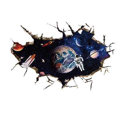 Decan dán tường đẹp, Decan 3D hình vũ trụ, tranh dán tường trang trí phòng cho bé SK9066A