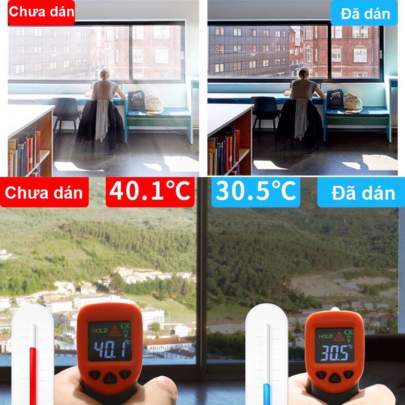 Giấy dán kính chống nắng nóng cửa sổ UV, phim cách nhiệt decal phản quang, decan chống nhìn trộm cửa kính