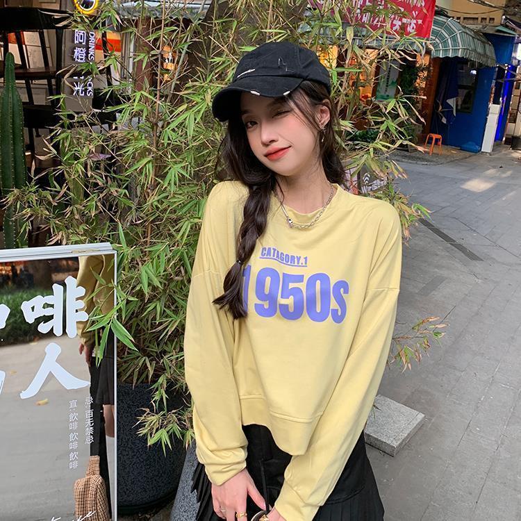 IELGY Áo sweater Cổ Tròn Dáng Rộng In Họa Tiết Xinh Xắn Dành Cho Nữ