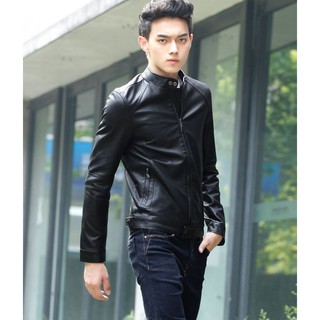 Giá sốc - Áo khoác da nam cổ đứng hai túi kéo lót dù phong cách Hàn Quốc cực đẹp