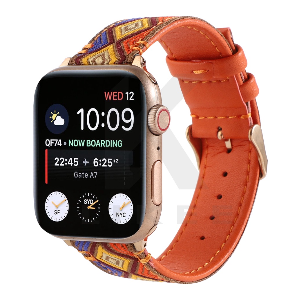 Dân gian-Tùy chỉnh Dân tộc Mới Dây đeo bằng da Tali Jam cho Apple Watch 6 5 4 Dây đeo nylon cho IWatch Series Se 1 2 3 Dây đeo Thể thao Vòng 38mm/40mm/41mm 42mm/44mm/45mm
